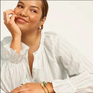 J. Crew Button-Up Tie-Waist Top in Stripe